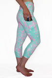 Mint and Pink Marble - Pocket Capri