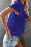 New Blue Powerpuff Drape Ruffle Blouse