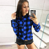 Plaid Blouse Shirt Women Long Sleeve