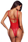 Red Yummy Scalloped Lace Teddy Lingerie
