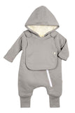 Smart Cuddly Jumpsuit + Bib - Gray