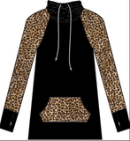 Leopard / Black Funnel Neck