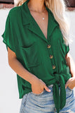 Short Sleeve Green Zealous Button Up Tie Shirts