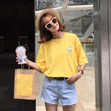 Embroidery Solid Korean Ulzzang T