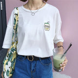 Embroidery Solid Korean Ulzzang T