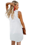 Summer Eyelash V Neck Sleeveless Shift Mini White Dress