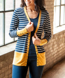 RTS! Navy Striped Snap Cardigan