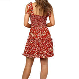 Floral Print Ruched High Waist Summer Mini Dress