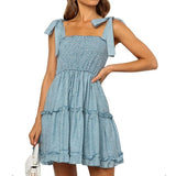 Floral Print Ruched High Waist Summer Mini Dress