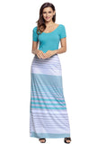 Turquoise Crisscross Back Muliticolor Striped Maxi Dress