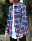 STM Lumberjack Shirt Thick Laser Cast Navy Blue Striped