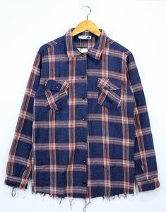 STM Lumberjack Shirt Thick Laser Cast Navy Blue Striped