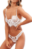 White Eyelash Lace 2pcs Lingerie Bralettes Set