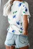 White Mosaic Printed Wrap Short Sleeve Tunic Top