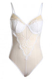 White Sheer Eyelash Lace Mesh Teddy Bodysuit