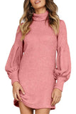 Winter Dusty Pink Corduroy Ribbed High Neck Mini