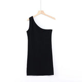 One Shoulder Ribbed Knitted Summer Dress