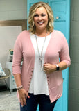 3/4 Blush Snap Cardigan