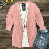 3/4 Blush Snap Cardigan