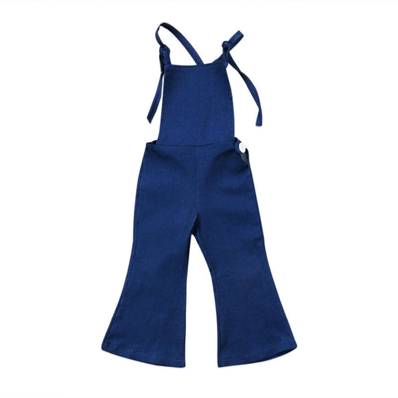 New Fashion Toddler Kids Baby Girl Sleeveless Backless Strap Denim Overall Romper Jumper Bell Bottom Trousers Summer Clothes