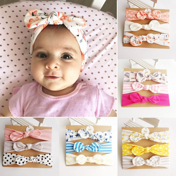 3Pcs Rabbit Ear Baby Headband For Girls Flower Neonata Baby Bows Turban Haarband Hair Accessories Newborn Infant Girl Headband