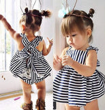 Backless Dress Bow Cotton Briefs 2Pcs Set Clothing Girl New Baby Girls Clothes Sets 2pcs Summer Sunsuit Outfit Stripe