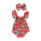 Summer Toddler Girls Watermelon Sleeveless Cotton Rompers Jumpsuit Outfit Sunsuit Clothes