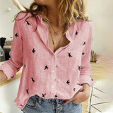 Women's Birds Print Shirts  Long Sleeve Female Tops Spring Summer.