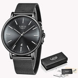 Women's Watch LIGE Top Brand Luxury Women Fashion Casual All Steel Ultra-Thin Mesh Belt Quartz Clock Relogio Feminino+Box