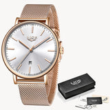 Women's Watch LIGE Top Brand Luxury Women Fashion Casual All Steel Ultra-Thin Mesh Belt Quartz Clock Relogio Feminino+Box