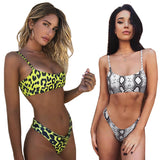 Yılan derisi Bikini kadın mayo leopar Bikini seksi Biquini mayo Push Up mayo kadın Beachwear