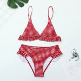 Plaid Sexy Vrouwen Bikini Set 2019 Nieuwe Push Up Ruches Padded Badmode Bikini Hot Koop Vrouwen Badpak Beachwear Zwemmen pak