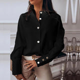 Elegant Blouse Women's Long Sleeve Buttton Fashion 2021