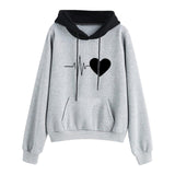 Hoodie Sweatshirts Women Fashion Long Sleeve Electrocar Diogram Print