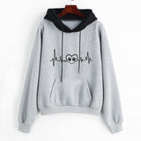 Hoodie Sweatshirts Women Fashion Long Sleeve Electrocar Diogram Print