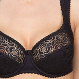 Half Padded Semi Sheer Lace Bra Annija Rosme Black